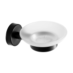 Stainless steel / Glass soap holder, black matt finish