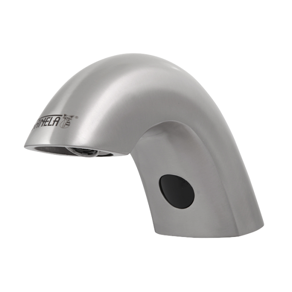 Stainless steel washbasin tap for cold or premixed water, 6 V