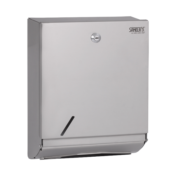 Stainless steel supply bin for a folder paper towels