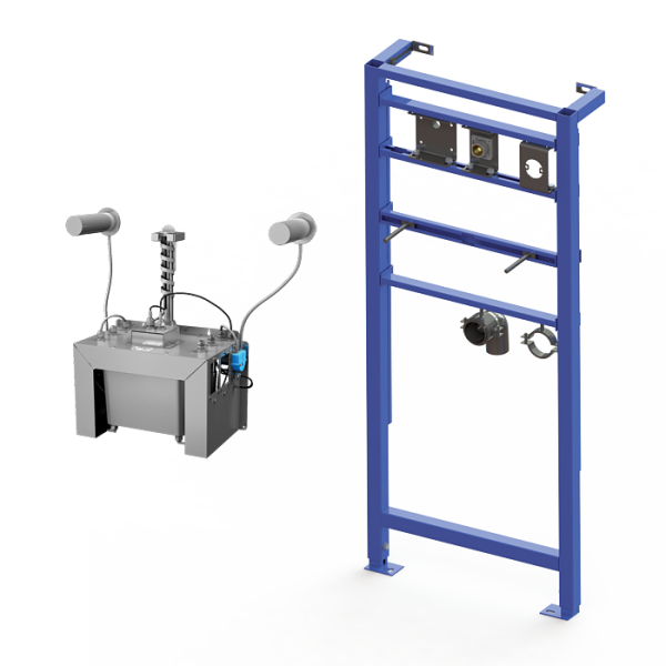 Set of 2 pcs. automatic stainless steel wall hung soap dispensers, 6 l central soap canister, mounting frame SLR 24 included, 230 V AC