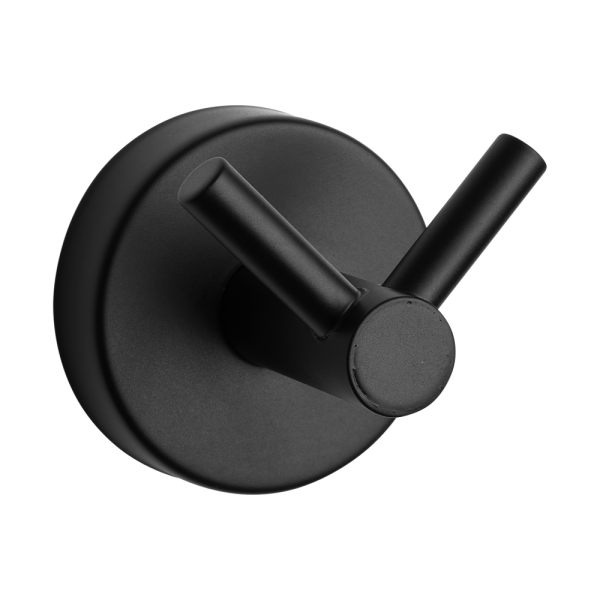 Stainless steel hanger with two hooks, black matt finish
