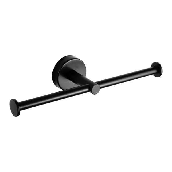 Stainless steel double holder of toilet paper, black matt finish