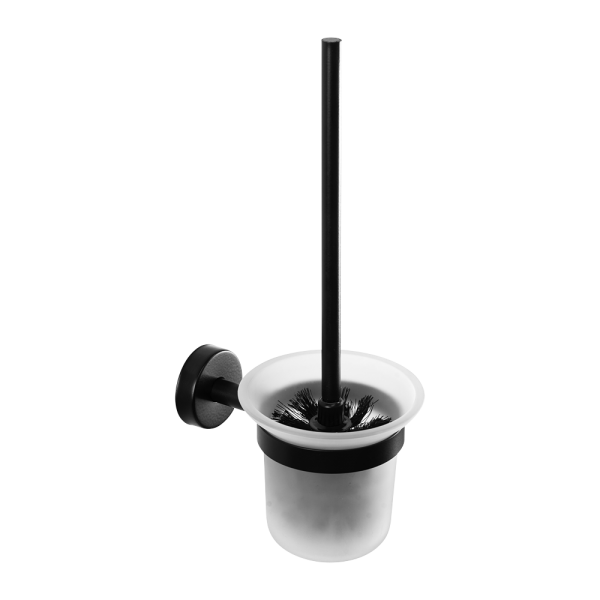 Stainless steel toilet brush with glass, black matt finish