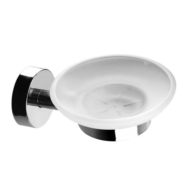Stainless steel / Glass soap holder, polished finish 