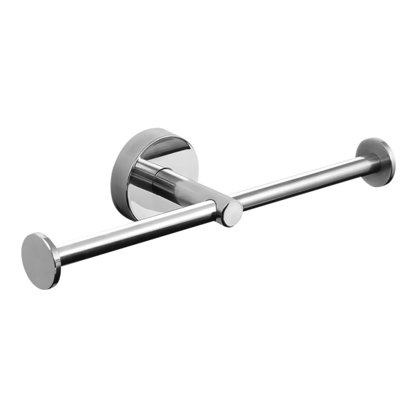 Stainless steel double holder of toilet paper, polished finish