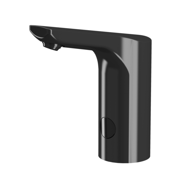 Automatic washbasin tap for cold or premixed water, black, 24 V DC