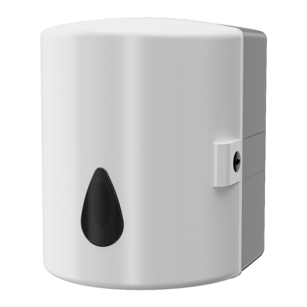 Supply bin for coil of paper towels, material white plastic ABS