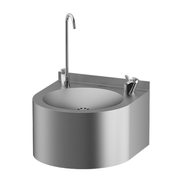 Stainless steel wall hung drinking fountain with bottle filler