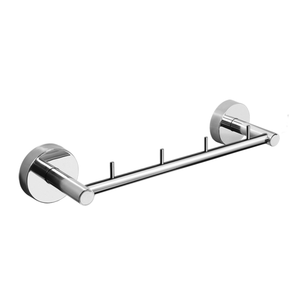 Stainless steel hanger with four hooks, polished