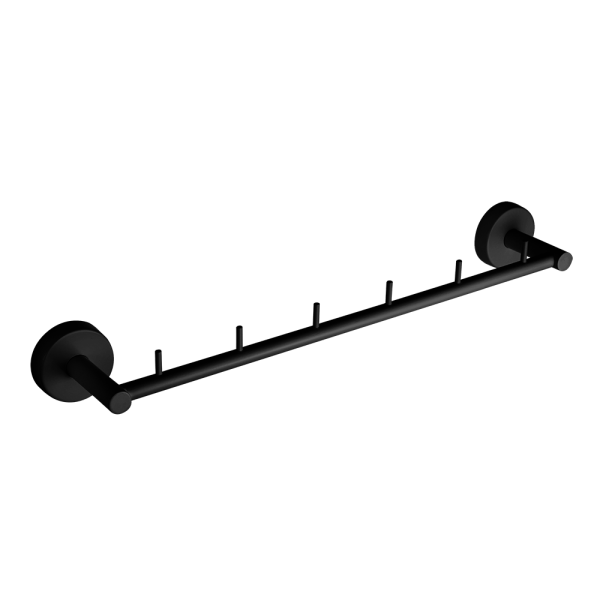 Stainless steel hanger with six hooks, black matt