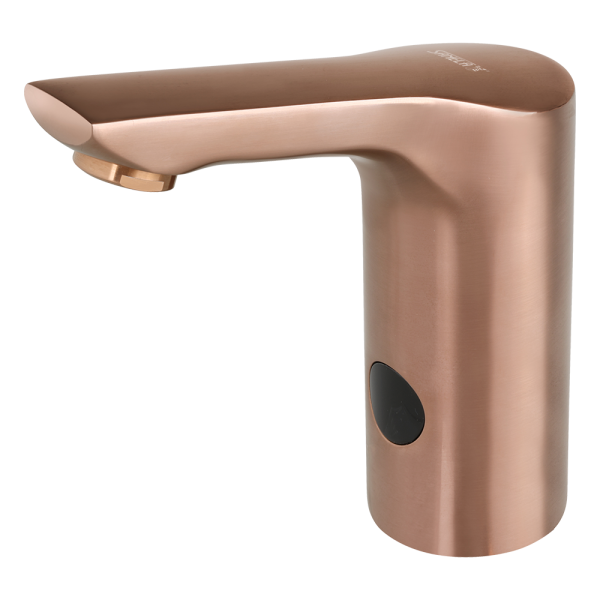 Automatic washbasin tap for cold and hot water, ROSE GOLD MATT, 24 V DC
