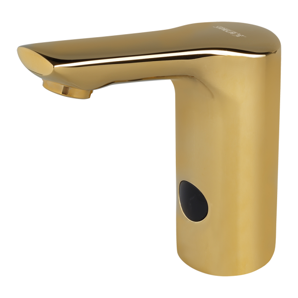 Automatic washbasin tap for cold and hot water, GOLD, 6 V